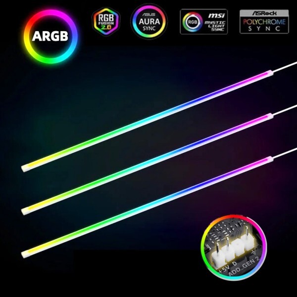 [오늘출발] LED줄조명소프트 네온 주소 지정 가능  PC WS2812b LED 스트립 라이트 (5V 3핀  헤더 케이스  Aura Sync RG