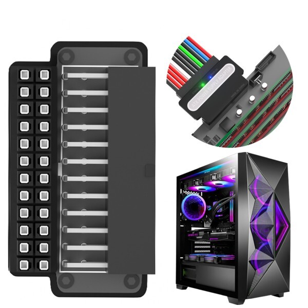 [오늘출발] 24핀 ATX 전원 공급 공구 점퍼 브리지 용품 메인보드 마더보드 데스크탑 PC 90도 각도 커넥터 어댑터