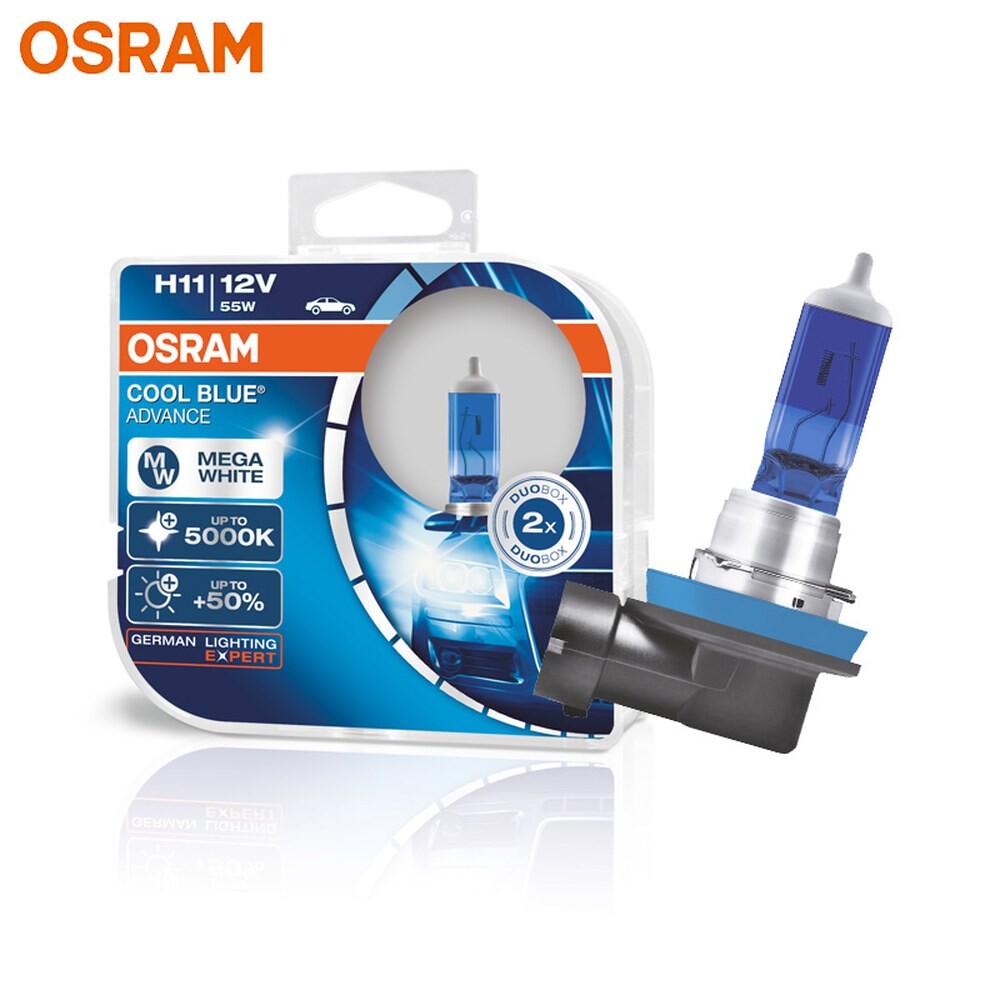 [오늘출발] 할로겐 전조등 OSRAM H11 62211CBA 블루 어드밴스 자동차 헤드라이트 5000K 백색광 50 밝은 램프 12V 55W
