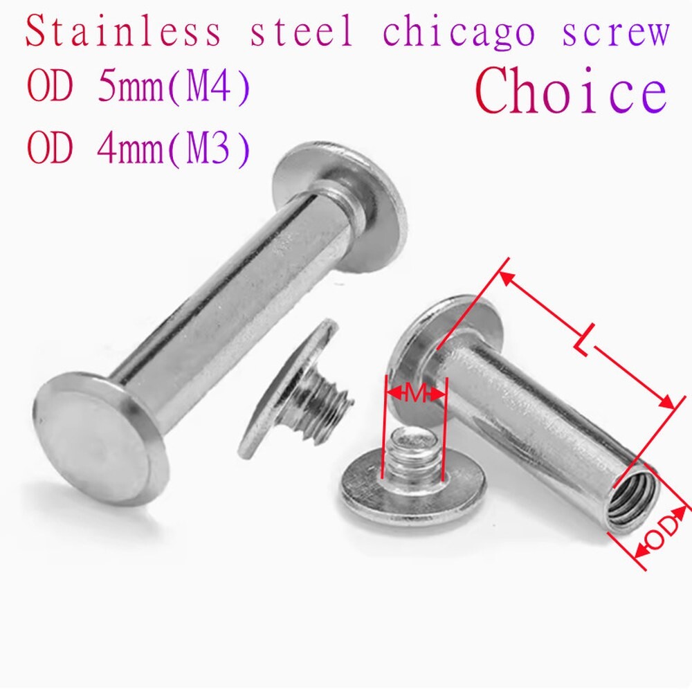 10pcs 스테인레스 스틸 바인딩 시카고 데스크 DIY 슬롯 사진 벨트 메뉴 패스너 스터드 캡에 대 9mm 리벳