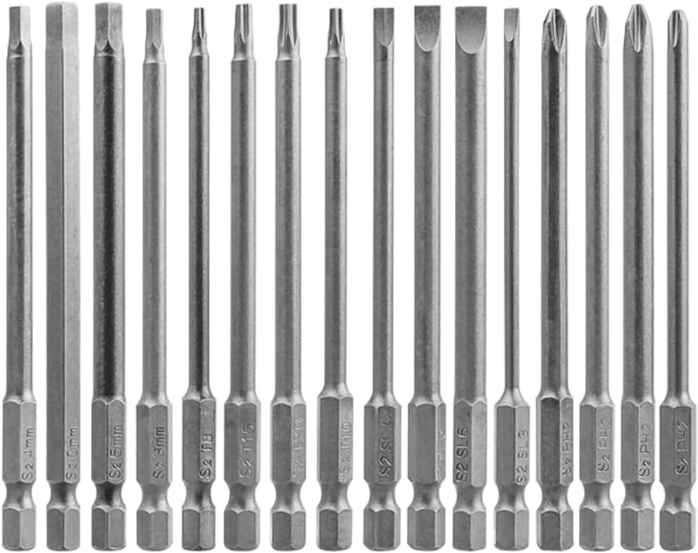 [오늘출발] 울프라이드 16pcs 긴 자기 드라이버 비트 세트 슬롯 + 크로스 토크 헥스 드릴