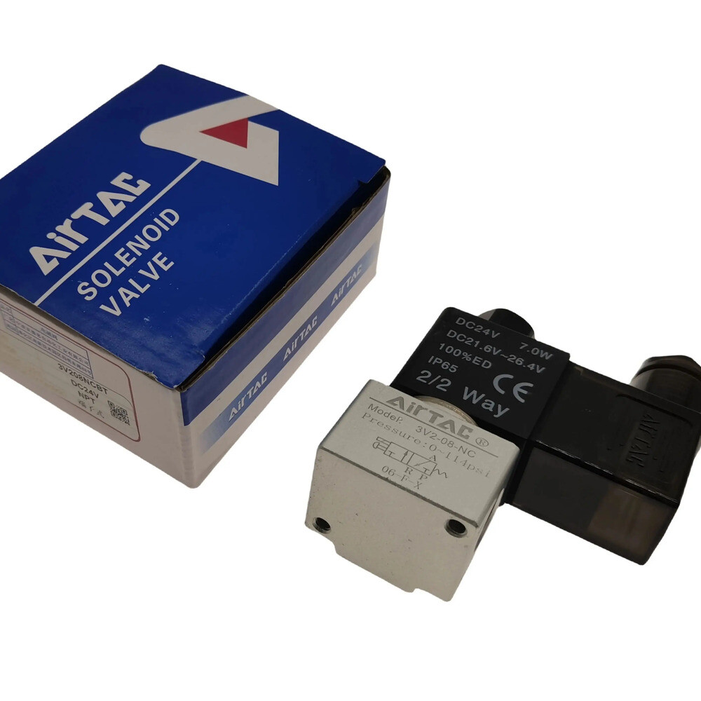 AIRTAC 오리지널 3V2 시리즈 3/2 공압 부품 솔레노이드 진공 밸브 3V2-06/08-NC/NO 3V3-08-NC AC110V AC220