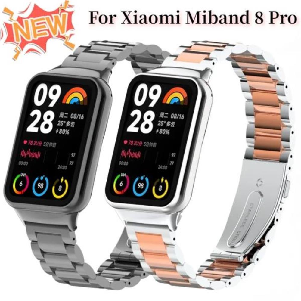 Xiaomi Miband 9/8 Pro 스포츠용 금속 스테인레스 스틸 스트랩 Redmi Watch 6/5/4 손목 밴드 액세서리용 편