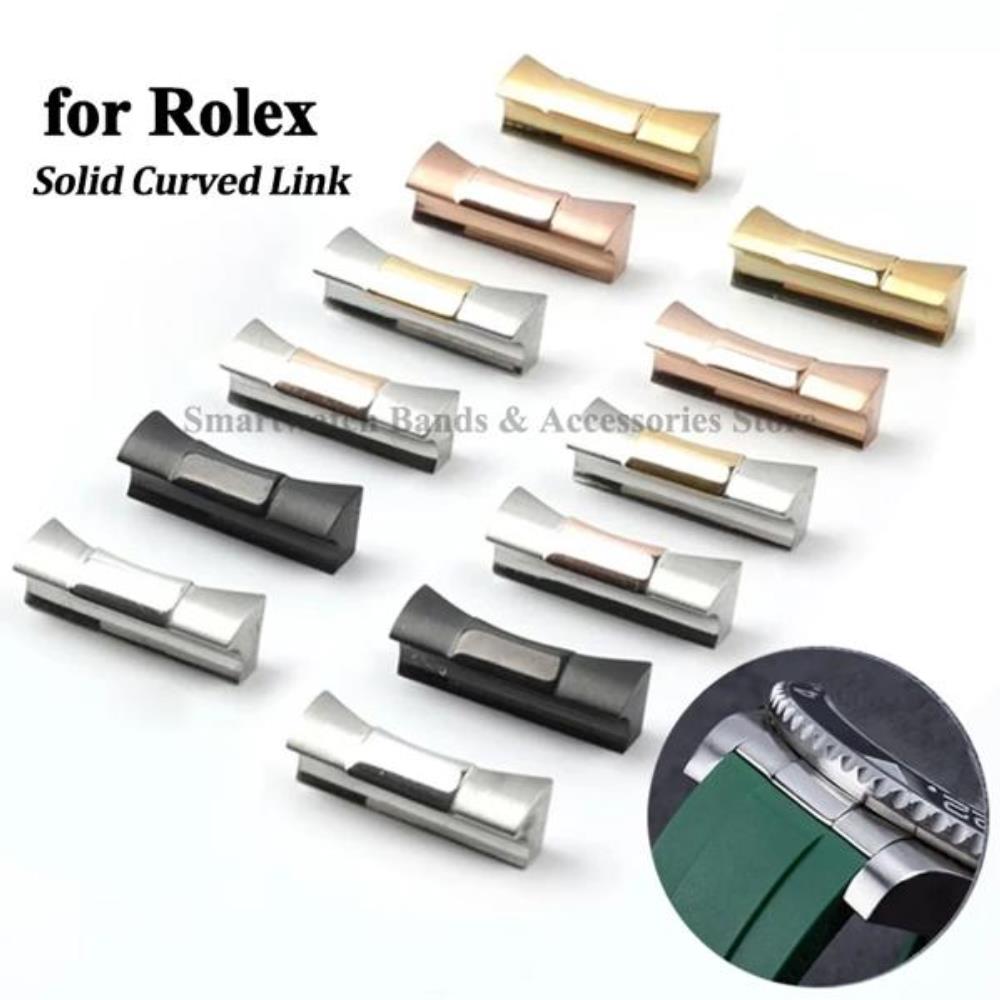 롤렉스 서브마리너 데이토나 워터고스트 호환용 2피스 솔리드 커브드 엔드 링크 20mm 러버 시계 스트랩 무
