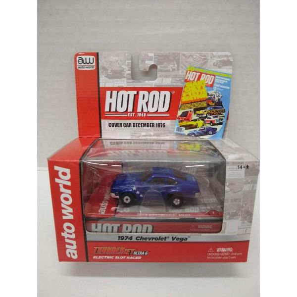 다이캐스트 미니카 미니어처 오토 월드 SC254 핫 로드 매거진 1974 베가 HO 스케일 전기 슬롯 카 - 블루