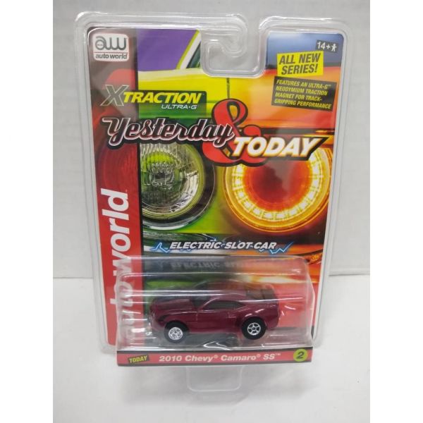다이캐스트 모형 피규어 오토 월드 SC384-2B 어제와 오늘 2010 카마로 SS HO 스케일 전기 슬롯카 - 가넷 레