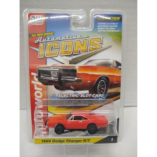 다이캐스트 피규어 미니카 오토 월드 SC401-1 자동차 아이콘 1969 충전기 RT HO 스케일 전기 슬롯카 - 오렌