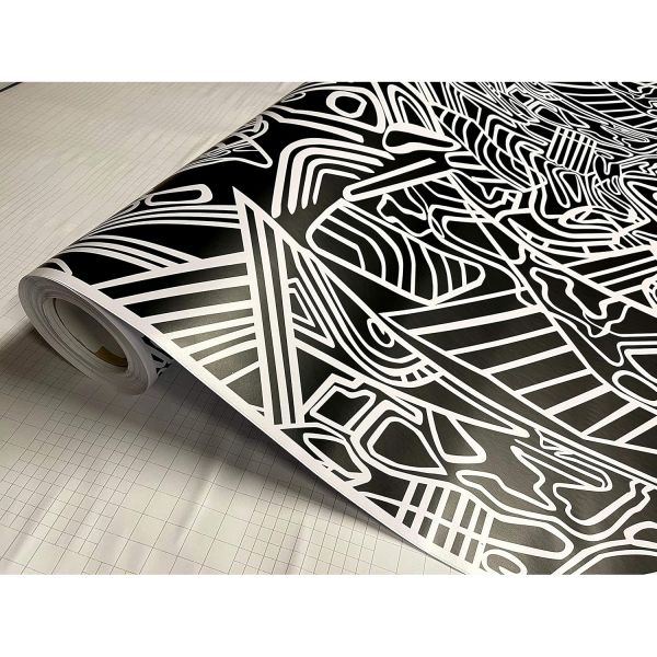 흑백 필름 인화 일반 스캔 라인 패턴 매트 비닐 카 랩 시트 무료 도구2피트 이상15피트 x 5피트 180인치 60