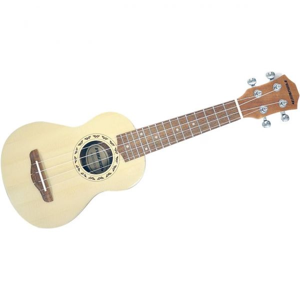 우쿨렐레 입문자 악기 우쿠렐레 플레이테크 소프라노 아치형 백 전면 스프루스 탑 소프트 케이스 포함