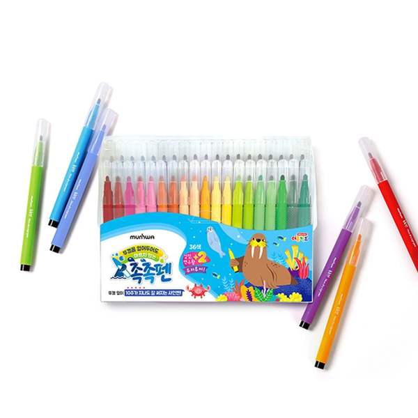 더존 KM667799 촉촉 사인펜 36색 1P 어린이 색칠 그림 색깔펜