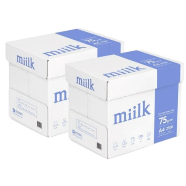 [오늘출발] 밀크 A4 75g 5000매 복사용지 (500매x5권 2박스) / 필름용지 OHP필름 투명인쇄지 복사용지 A4용지
