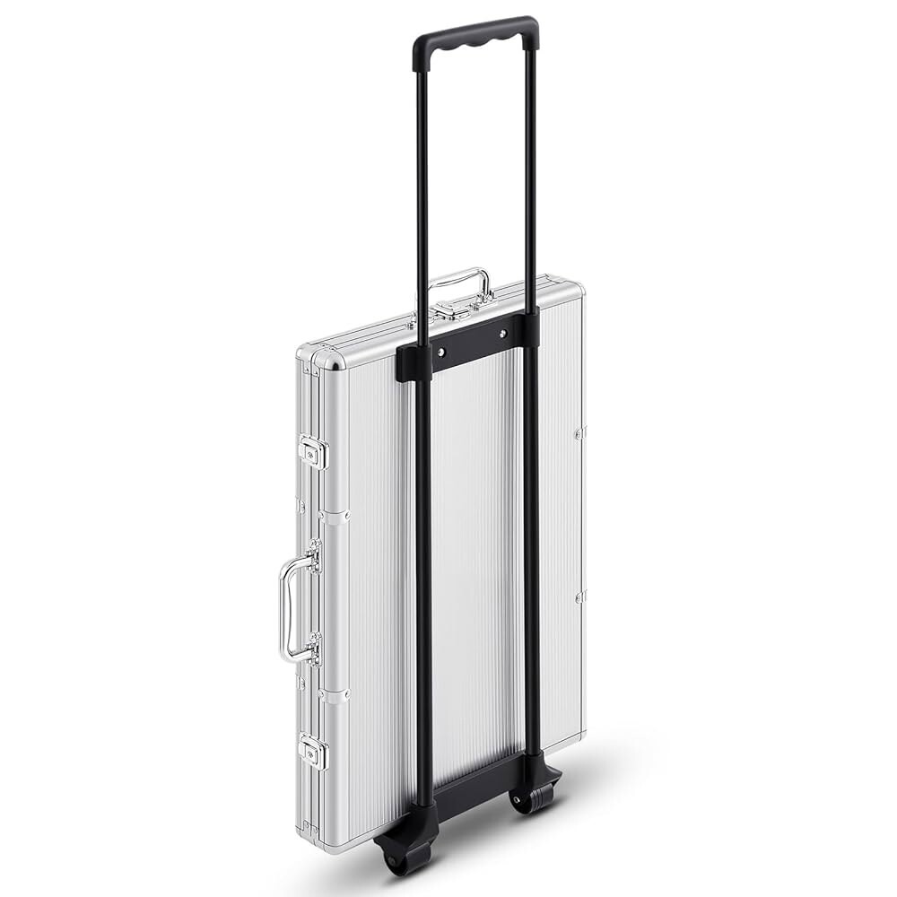 카지노 갬블 게임용 휠 및 핸들이 있는 댄시데이지 1000개 용량 포커 칩 케이스 빈 알루미늄 케이