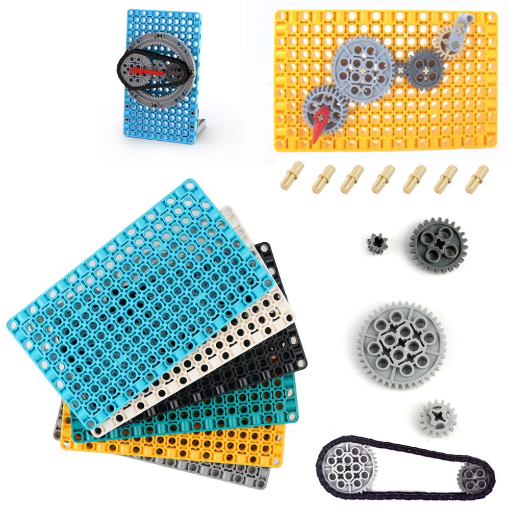 [호환] MOC 11x19 베이스 플레이트 기술 빌딩 블록 부품 호환 소형 체인/휠 기어 트랙 액슬 어셈블리 브릭 크롤러