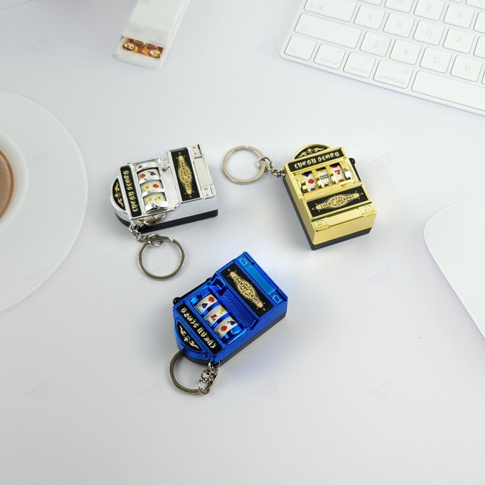 잭팟 키홀더 미니 슬롯머신 열쇠고리 행운의 가방 고리 장식골드