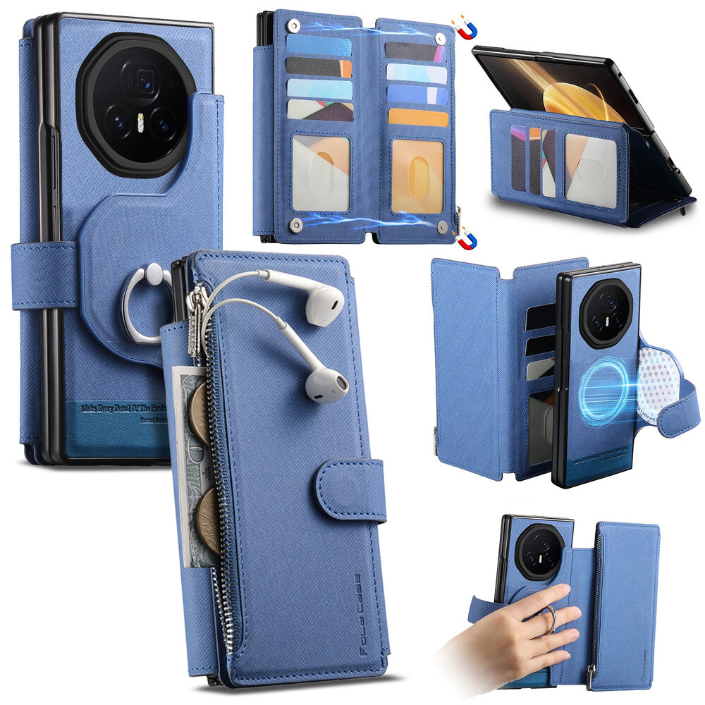 아너 매직 V3 케이스 2 in 1 마그네틱 가죽 무선 충전 카드 슬롯 링 홀더 지갑형 폴딩 충격 방지 하드 백