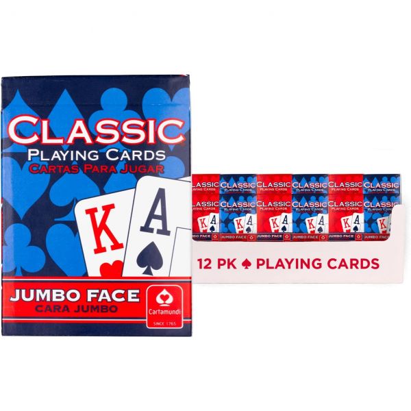 클래식 플레이잉 카드 12팩 점보 인덱스 빨간색과 파란색 카지노 품질 대량 덱 포커 블랙잭 유크 게임 가족