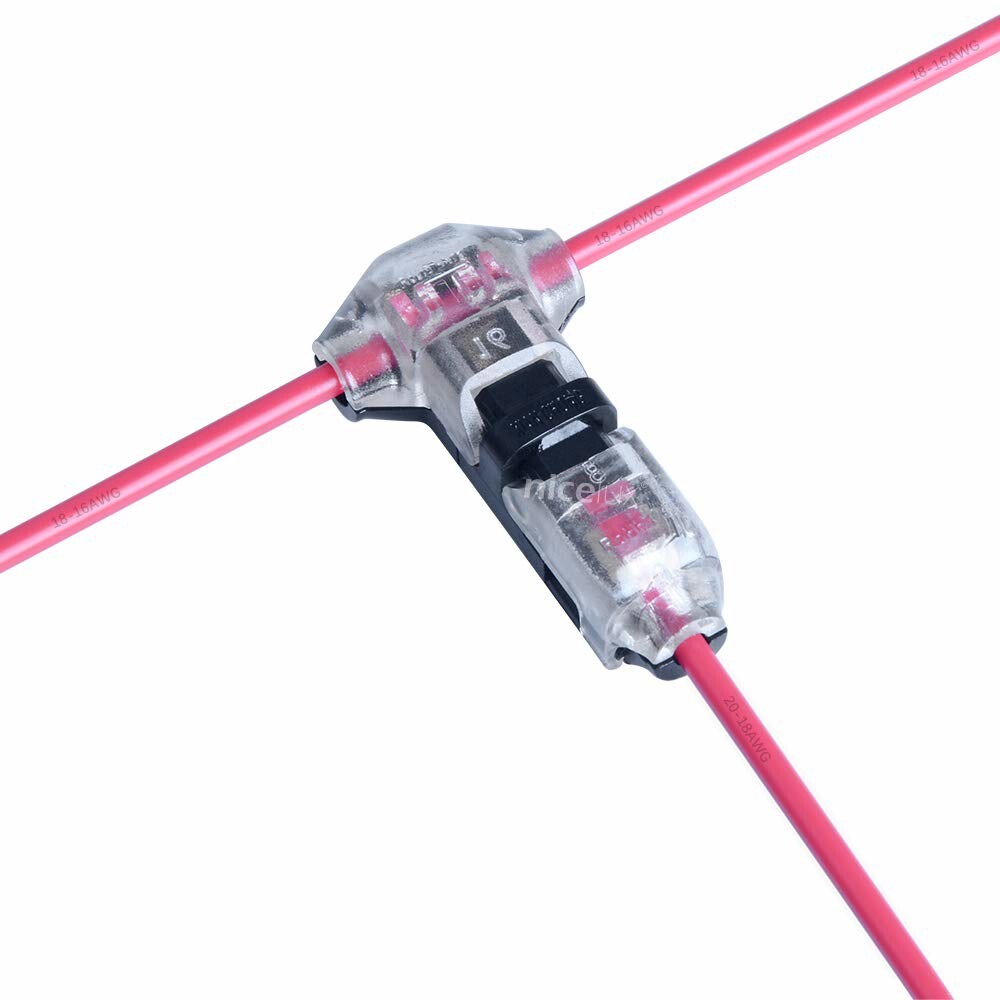 [오늘출발] 20 18 AWG 및 16 와이어 스플라이스용 Nicelux 배선 T 커넥터 1 핀 주 전선으로 연결되는 탭 분기 최대 DC/