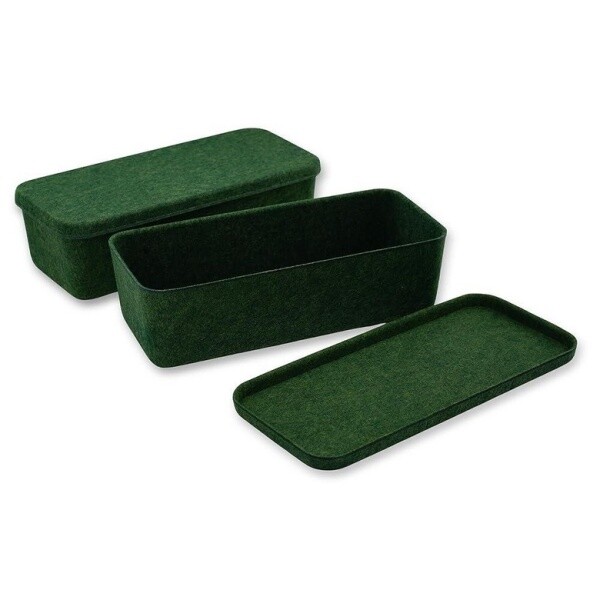 Welaxy 쌓을 수 있는 뚜껑 달린 서랍 정리함 통 뚜껑이 긴 모양 보관 상자 정크 메이크업 문구 펜용 2피스