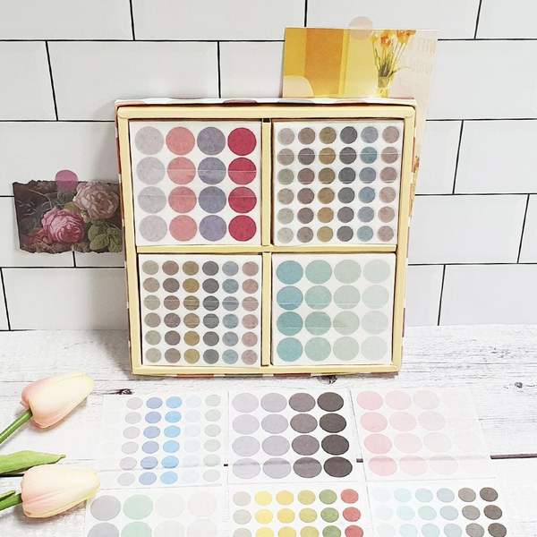 원형 298JGJ75 수채화 스티커 세트