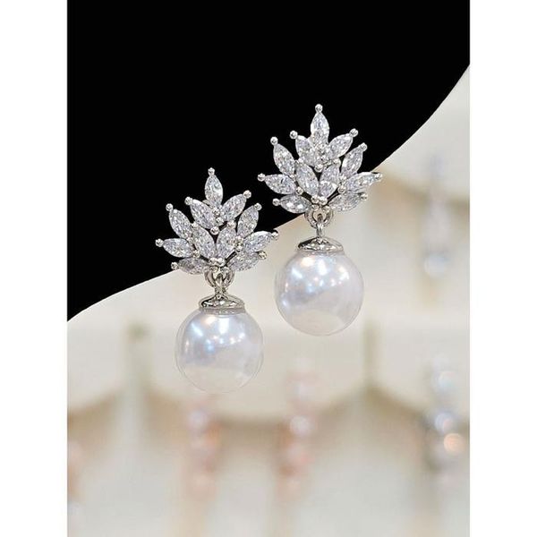 하프클럽/볼라레  세이브존03  치스파큐빅 진주 드롭귀걸이 2color AG