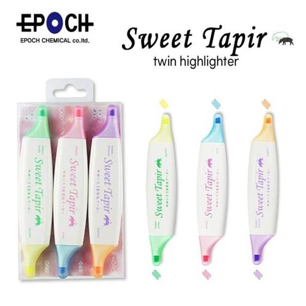 EPOCH 120WUO74 MILKY TAPIR TWIN 양면 파스텔 형광펜 트윈 3본