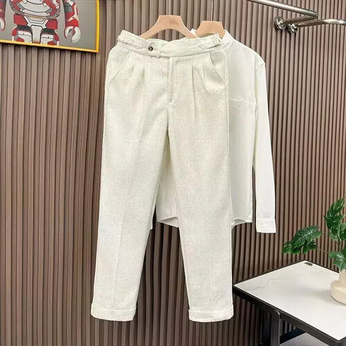 다빈 남성 면바지 가을 겨울 나폴리 신사 캐주얼 바지 슬림핏 하이웨스트 정장 스트레이트 OP4