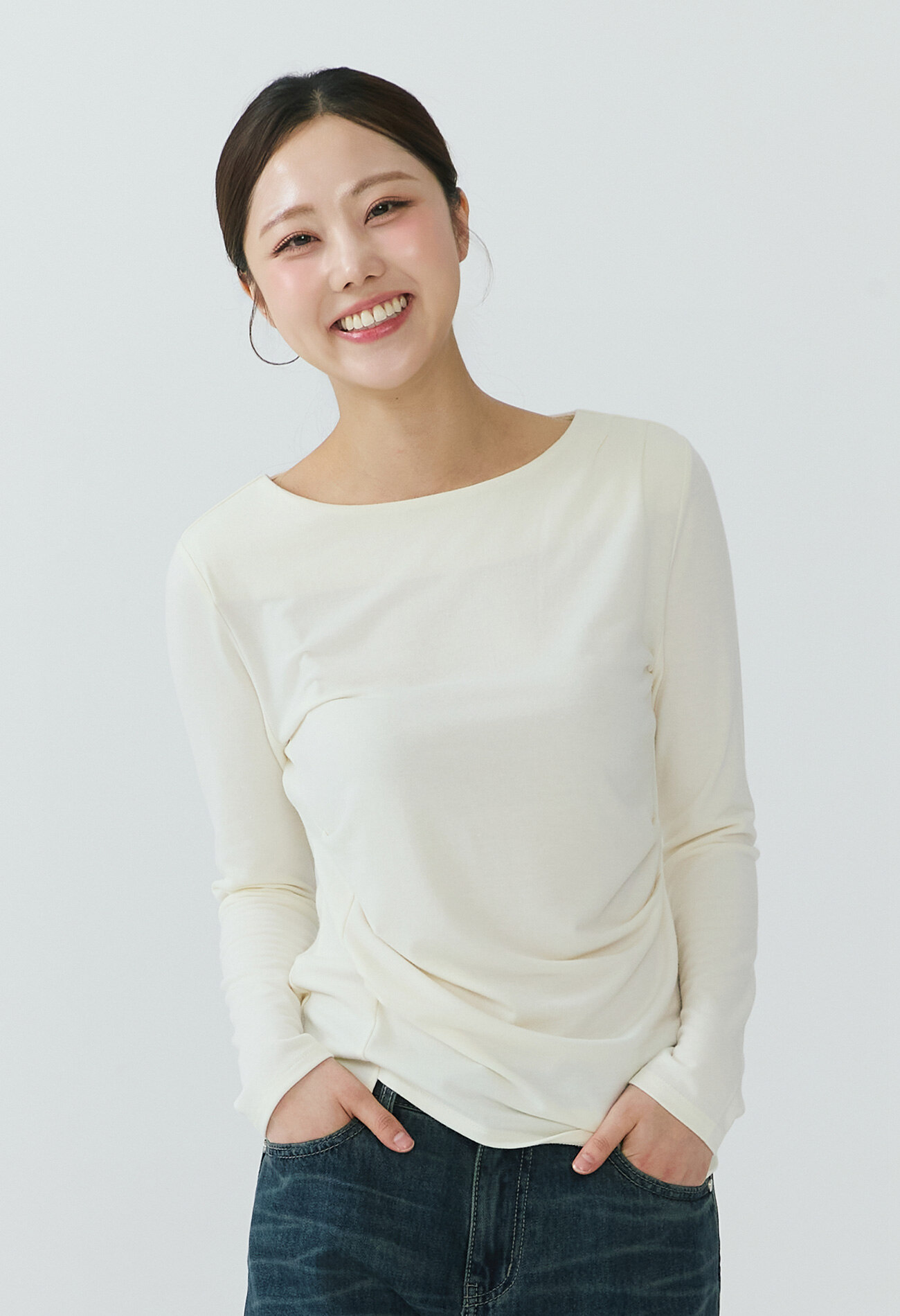 잠뱅이 26SS 여성) 사이드 핀턱 슬림 티셔츠 AQ1WTL257-IV