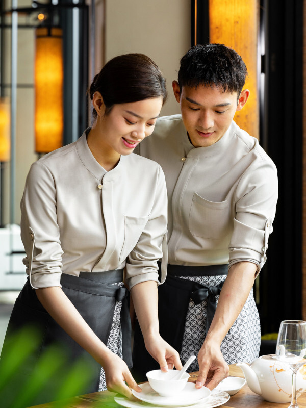 [해외] 레스토랑 직원 단체 복 웨이터 셔츠 앞치마 남성 여성 알바