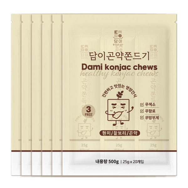[오늘출발] 담이곤약쫀드기 25g 100개입  5봉 2500g 곡물 쫀드기 담이 곤약쫀드기