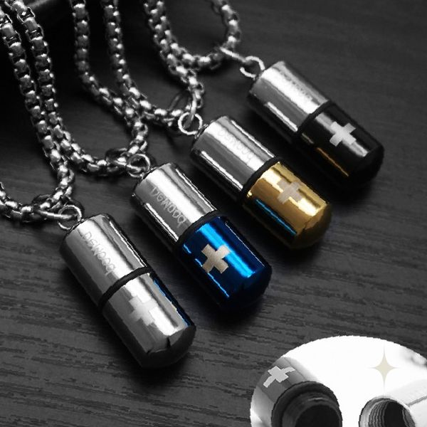 휴대용 캡슐 형태 비상 상비약 보관 목걸이 응급 약품 휴대 액세서리 심장 약물