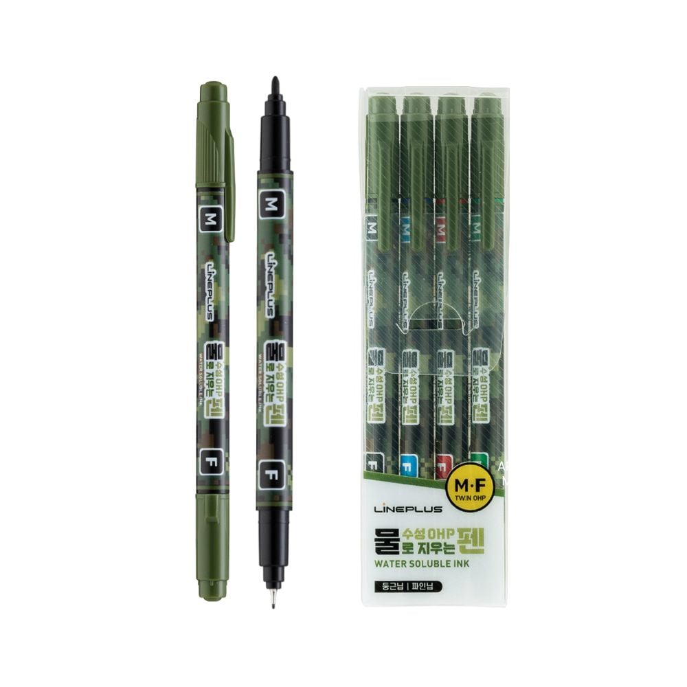 둥근닙/파인닙 4색세트 물펜 수성OHP 트윈타입 물펜 수성펜 트윈펜 네임펜