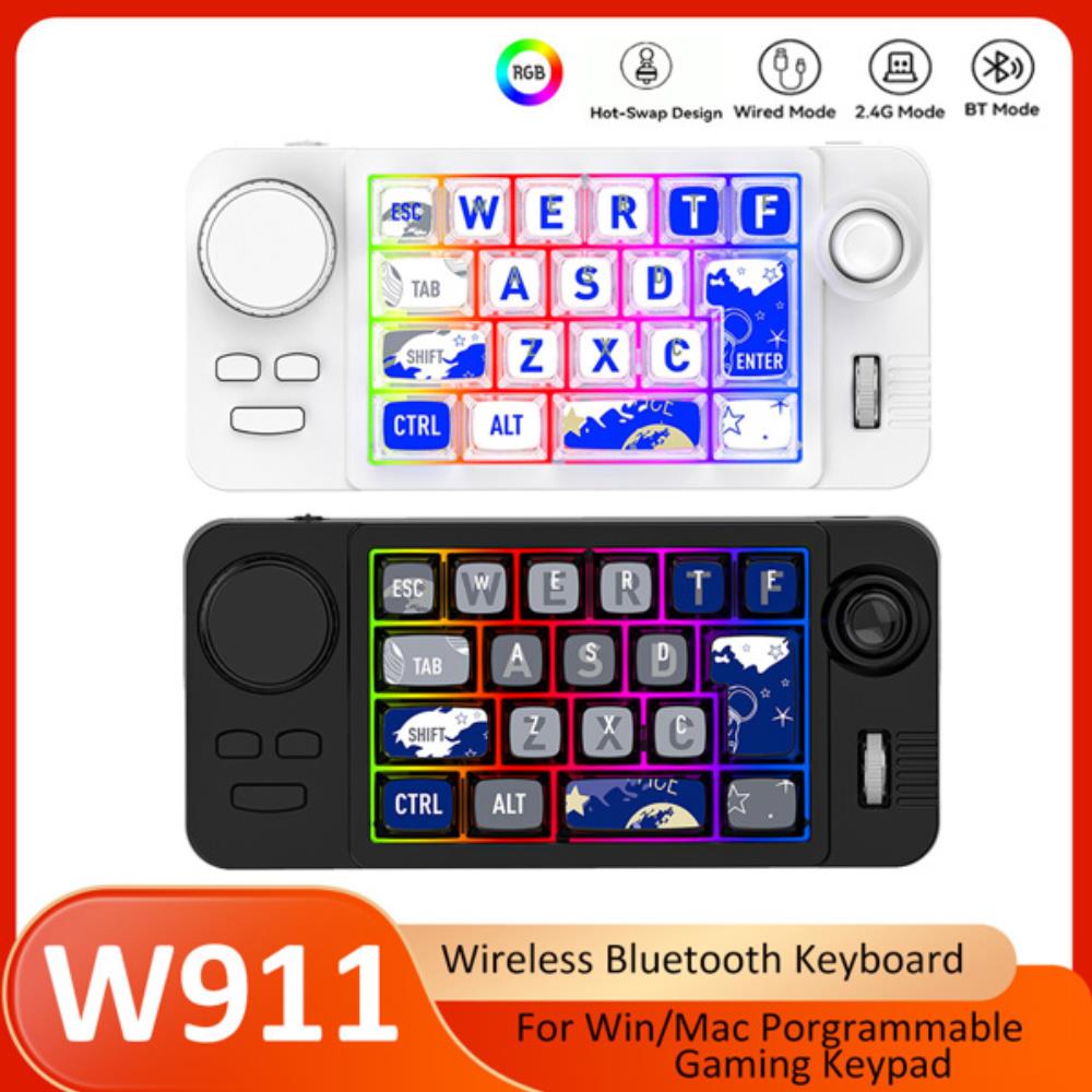 윈/맥 프로그래밍 가능 백라이트 게이밍 키보드용 롤러 조이스틱이 포함된 핫 스왑 블루투스/2.4G/유선 기