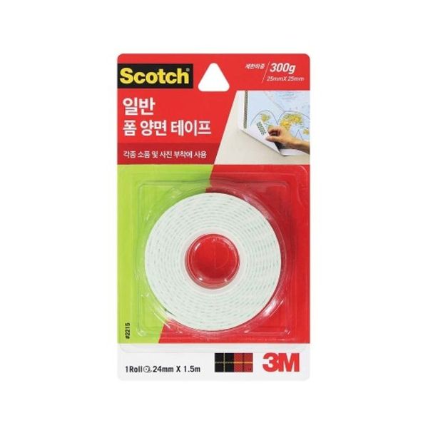 3M 638AQQ13 스카치폼양면테이프 2215 24mmx1.5m/24mmx1.5m (1개)