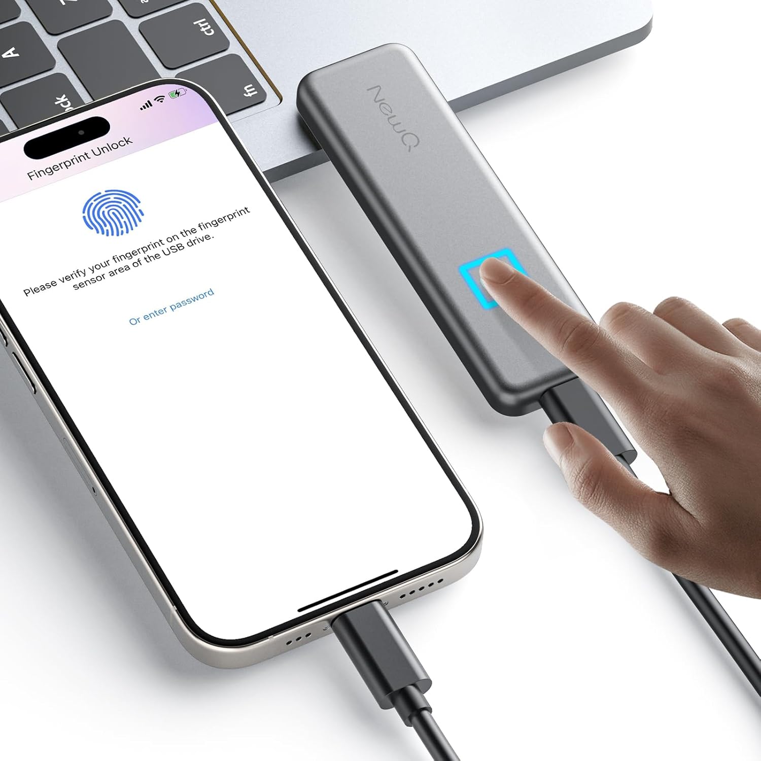 [오늘출발] USB C 장치용 512GB 터치 휴대용 SSD(무료 APP 포함) 백업 암호화 지문 17 16 15용