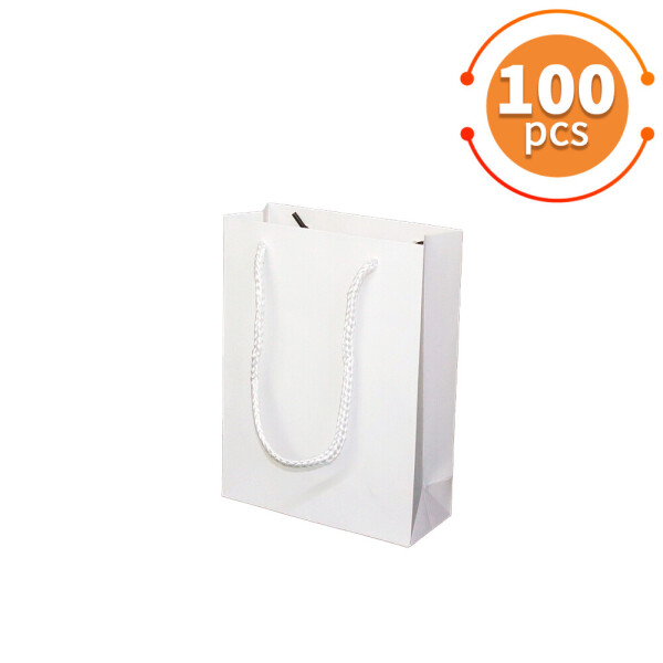 두꺼운 고급 쇼핑백 화이트 세로형 미니 100매 무지 종이가방 도시락 답례품 선물가방 무료배송