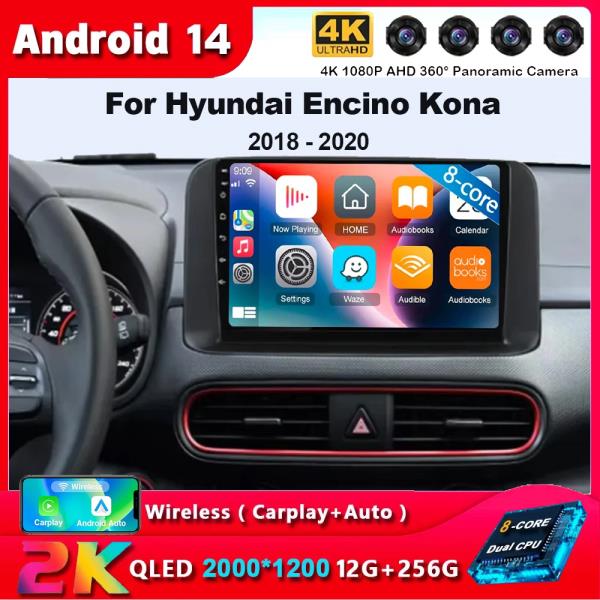 [오늘출발] 안드로이드 15 카플레이 오토 와이파이 현대 엔시노 코나 2018 차량호환 라디오 스테레오 멀티미디어 2Din