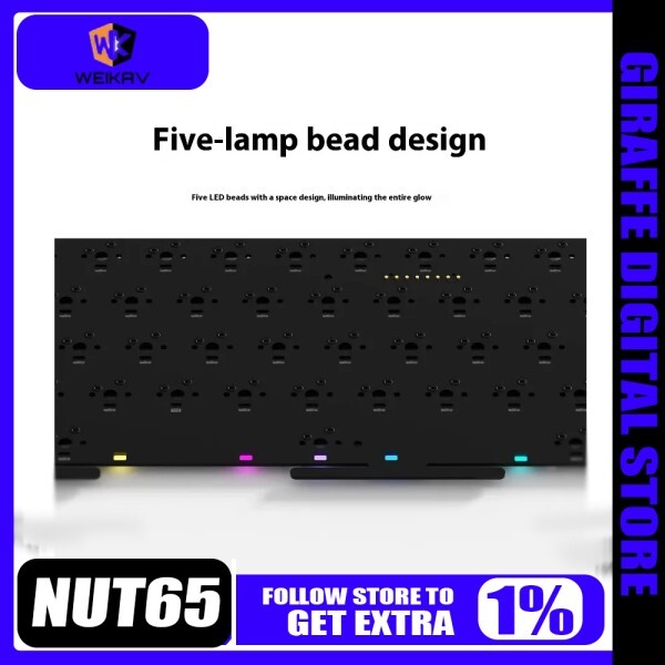 [오늘출발] Weikav NUT65 PCB 키보드 키트 1.6MM 슬롯 없음 RGB 게임용 사무용 기계식 액세서리 면화 무료 전용