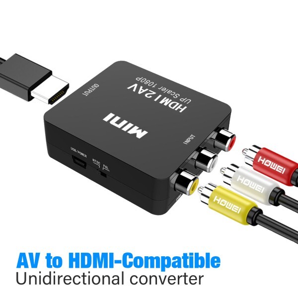 [오늘출발] HD 1080P HDMI - RCA AV/CVBS 어댑터 AV to 미니 HDMI2AV 비디오 컨버터 박스 (PS3 VCR DVD PALMTSC 호환