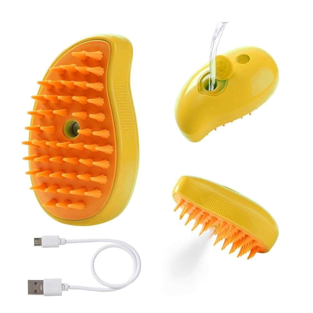 [오늘출발] 고양이와 강아지를 위한 후베스트 3-in-1 스팀 펫 브러시 u2013 셀프 클리닝 빗으로 그루밍 샤워 및 마사지