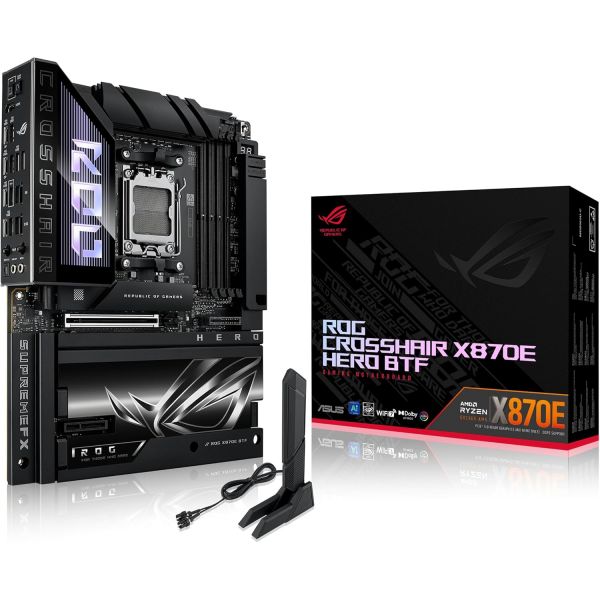메인보드 컴퓨터 ROG 십자가 헤어 X870E 히어로 BTF AMD ATX 숨겨진 커넥터 디자인 및 고출력 GPU 슬롯으로