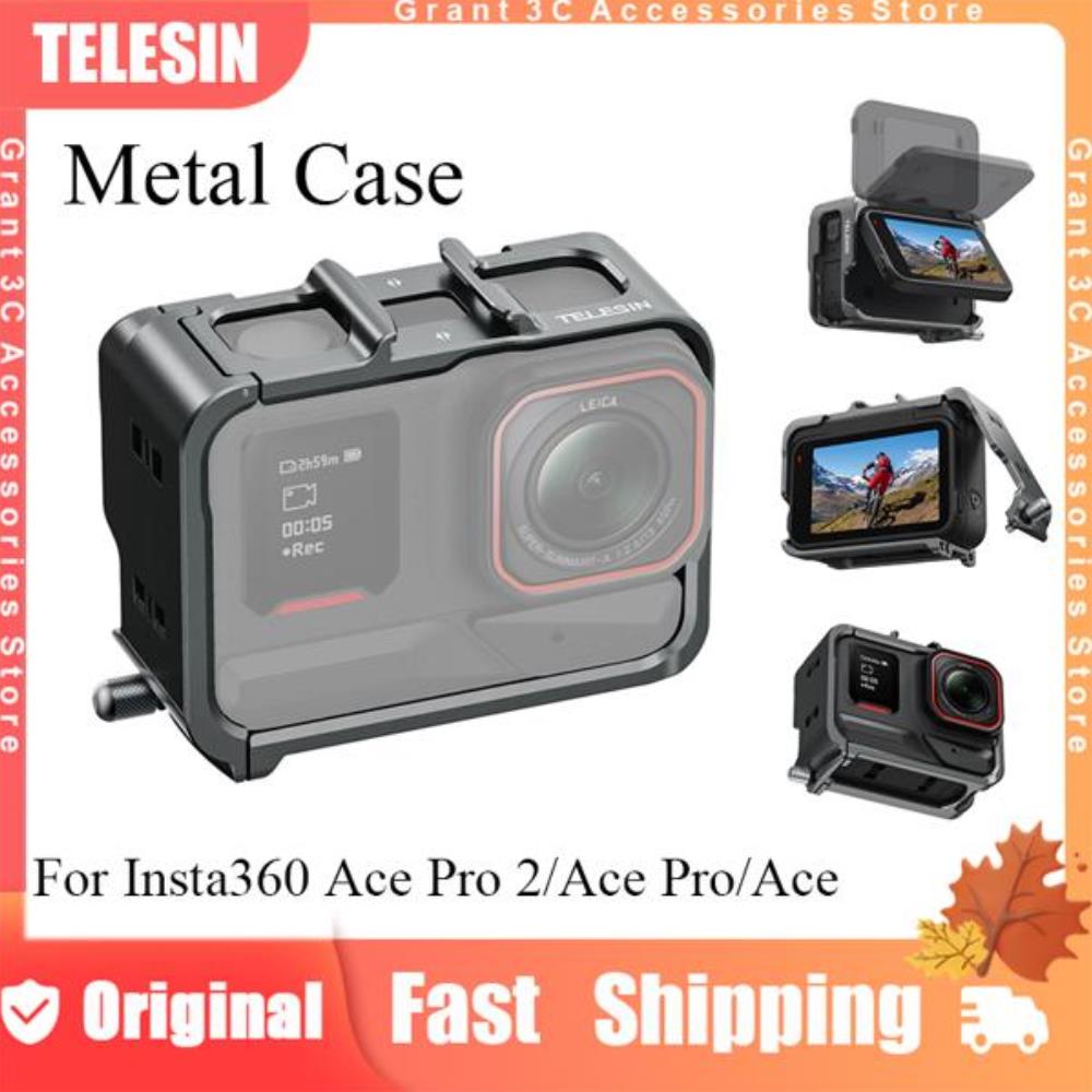 [오늘출발] Insta360 Ace Pro 2Ace ProAce 퀵 릴리스 보호 케이스 Insta 360 액션 카메라 액세서리 용 TELESIN 금속 토