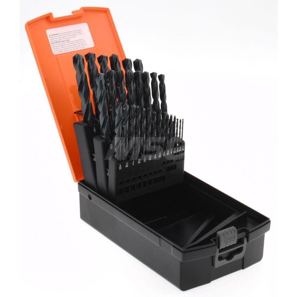 [오늘출발] 허텔 드릴 비트 세트 29피스 조버 길이 드릴 비트 고속 강철 1/16-1/2인치 산화물 마감 스트레이트 섕크 13