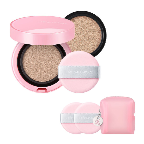 정샘물 핑크에디션_정샘물 에센셜 스킨 누더 쿠션(리필포함) (핑크 퍼프 2매 + 쿠션 블러쉬 파우치 핑크 증정)