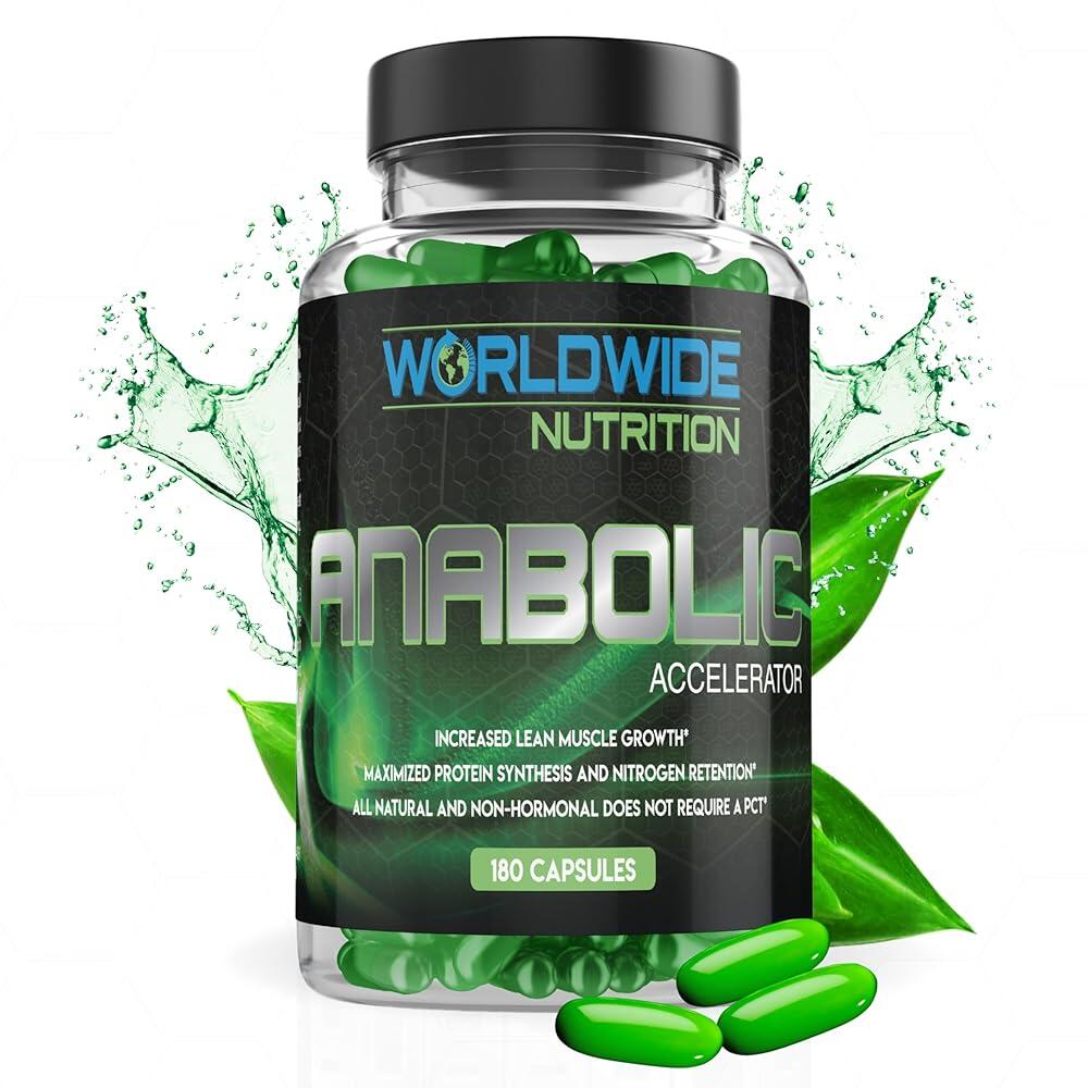 Worldwide Sport Nutrition Anabolic Accelerator - 남성용 일일 보충제 180 캡슐 에너지 운동 근육