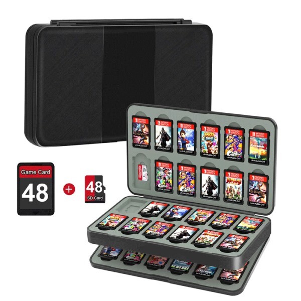 [오늘출발] 스위치 OLED Lite 방진용 48개의 박스 슬롯과 마이크로 SD 카드 저장 공간이 있는 보호 게임 케이스