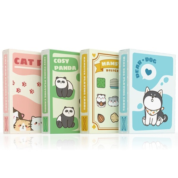 [오늘출발] 네가지 예술적인 귀여운 판다/고양이 종류의 카드 블루 코어 두꺼운 포커 파티 바 게임에 적합한 54PCS 소