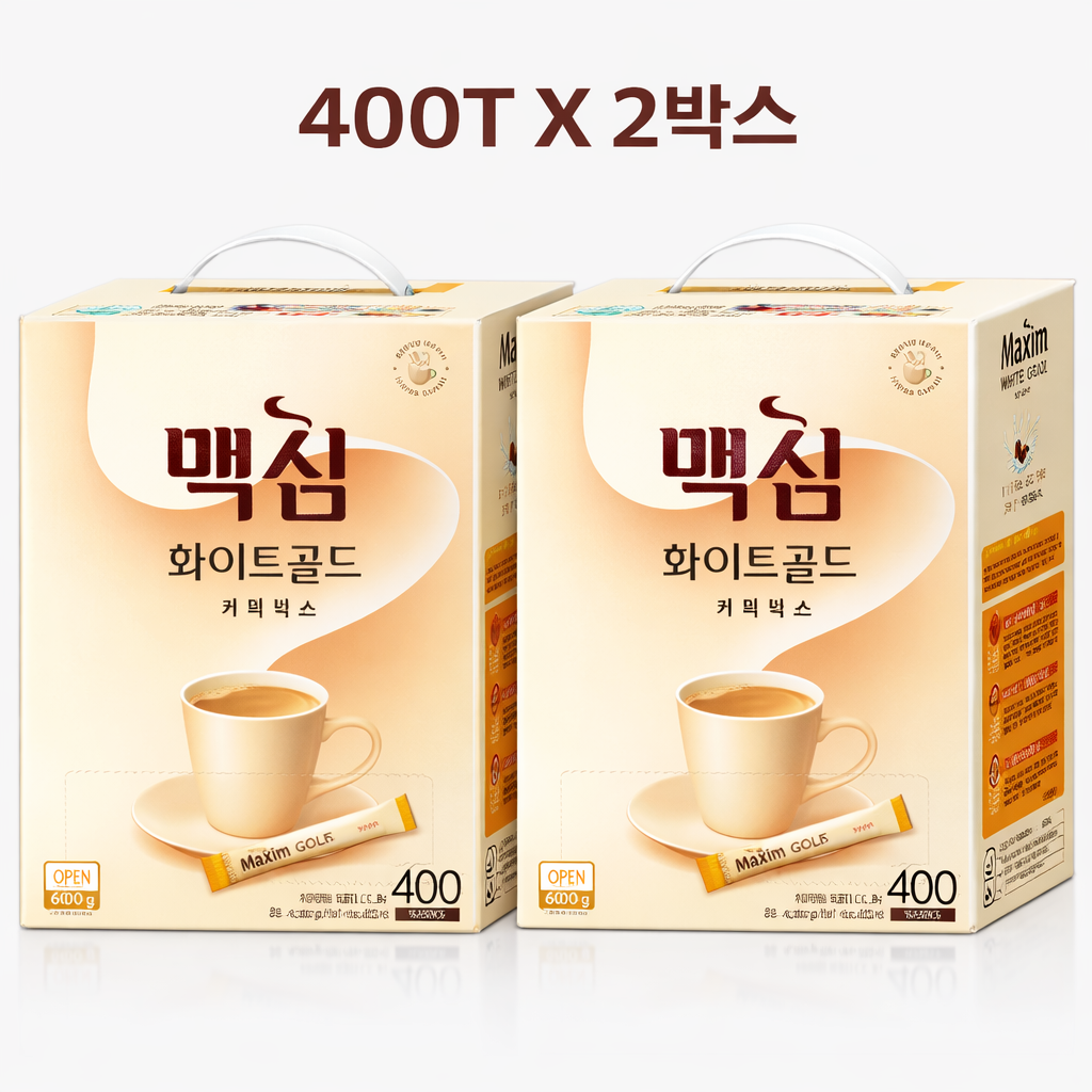 강원평창수 동서식품 맥심 화이트골드 커피믹스 400T X 2박스 맥심 화이트골드