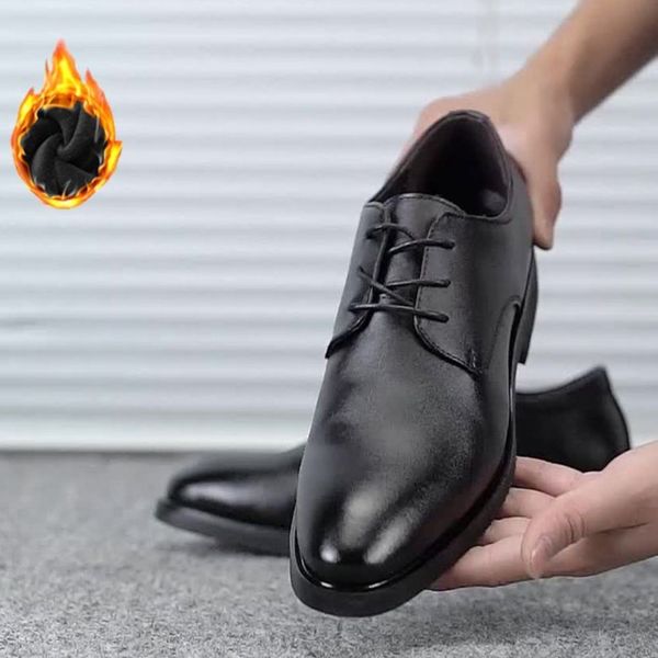 남성 QOE493W6 겨울 기 안감 출퇴근용 정장 따뜻한 로퍼 구두