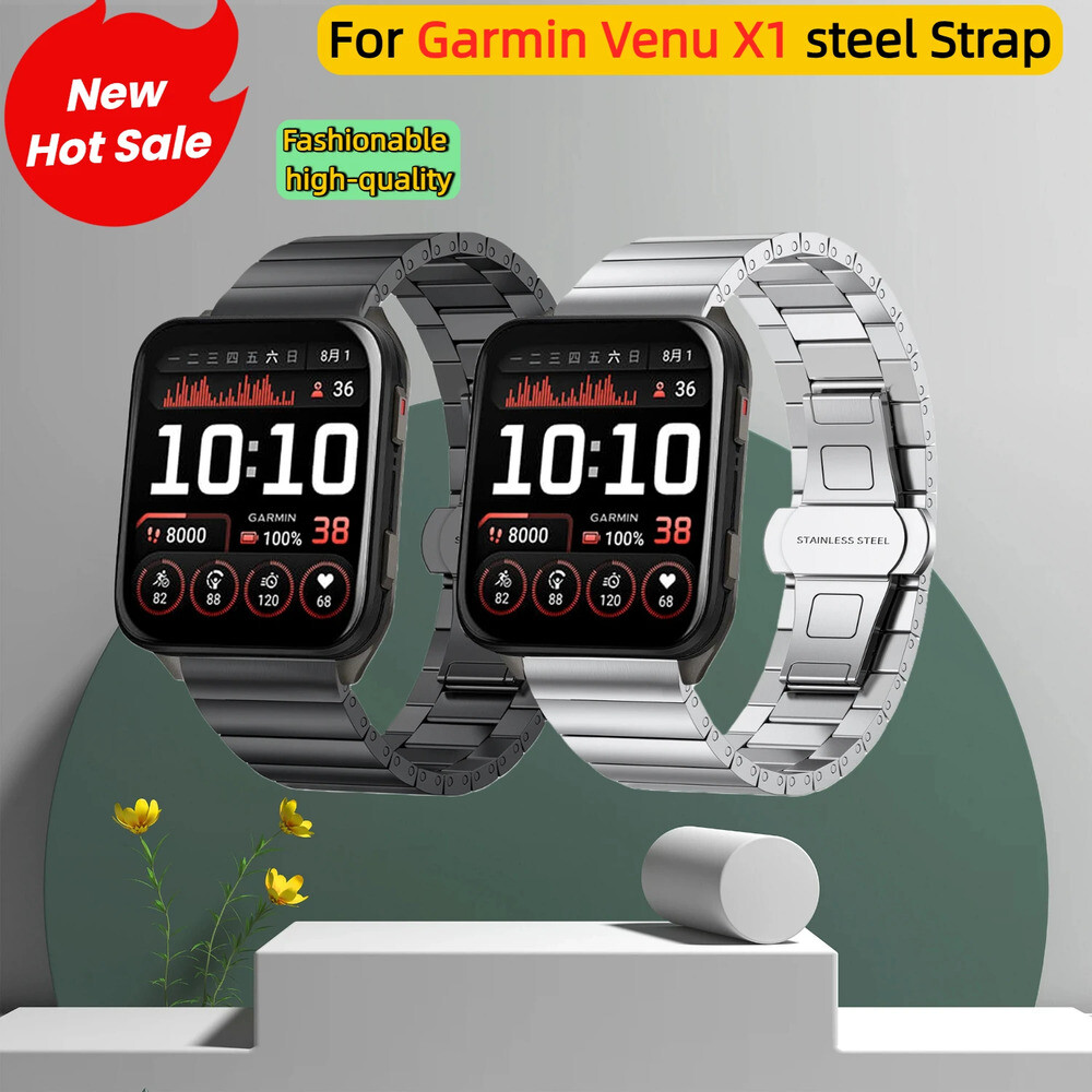 [해외] Garmin Venu X1 SmartWatch 발찌 손목 스트랩용 금속 교체 밴드 시계 액세서리용