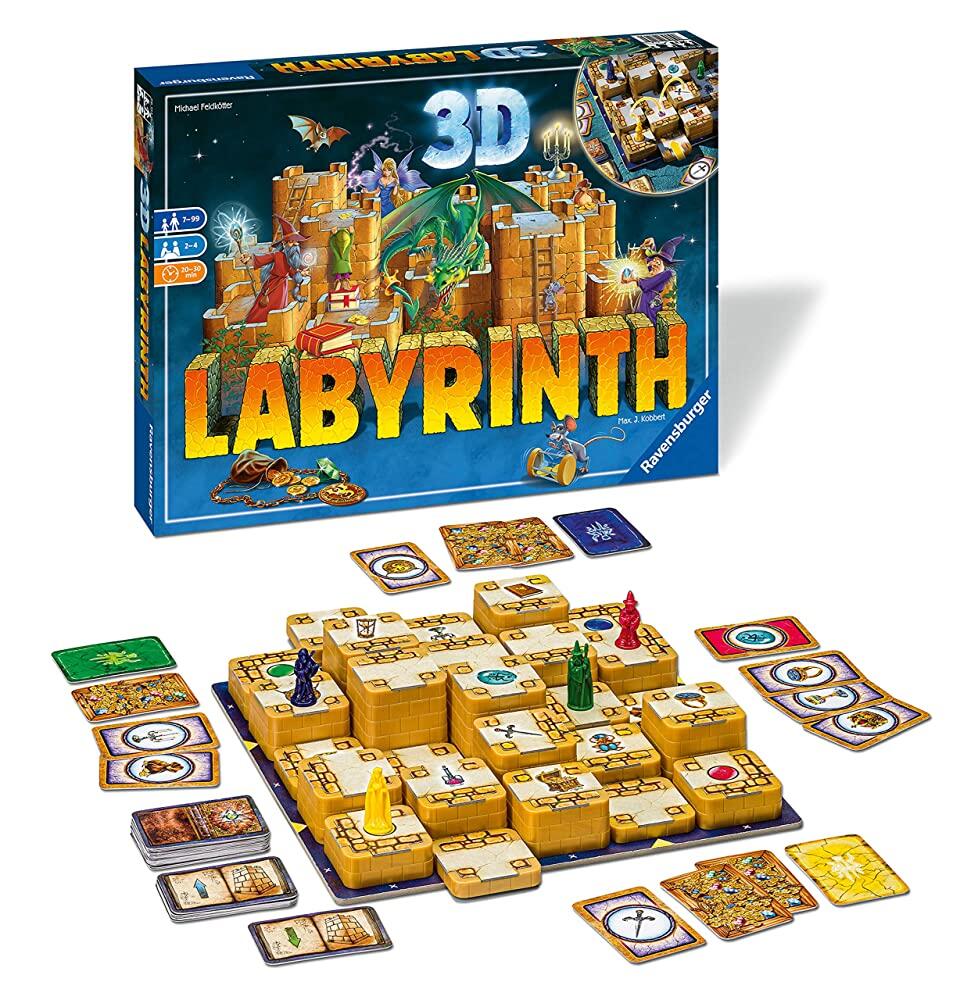 Ravensburger 3D 미로 패밀리 보드 게임 성인 및 7세 이상용 - 쉬운 플레이 방법 반복 가능 아마존 독점
